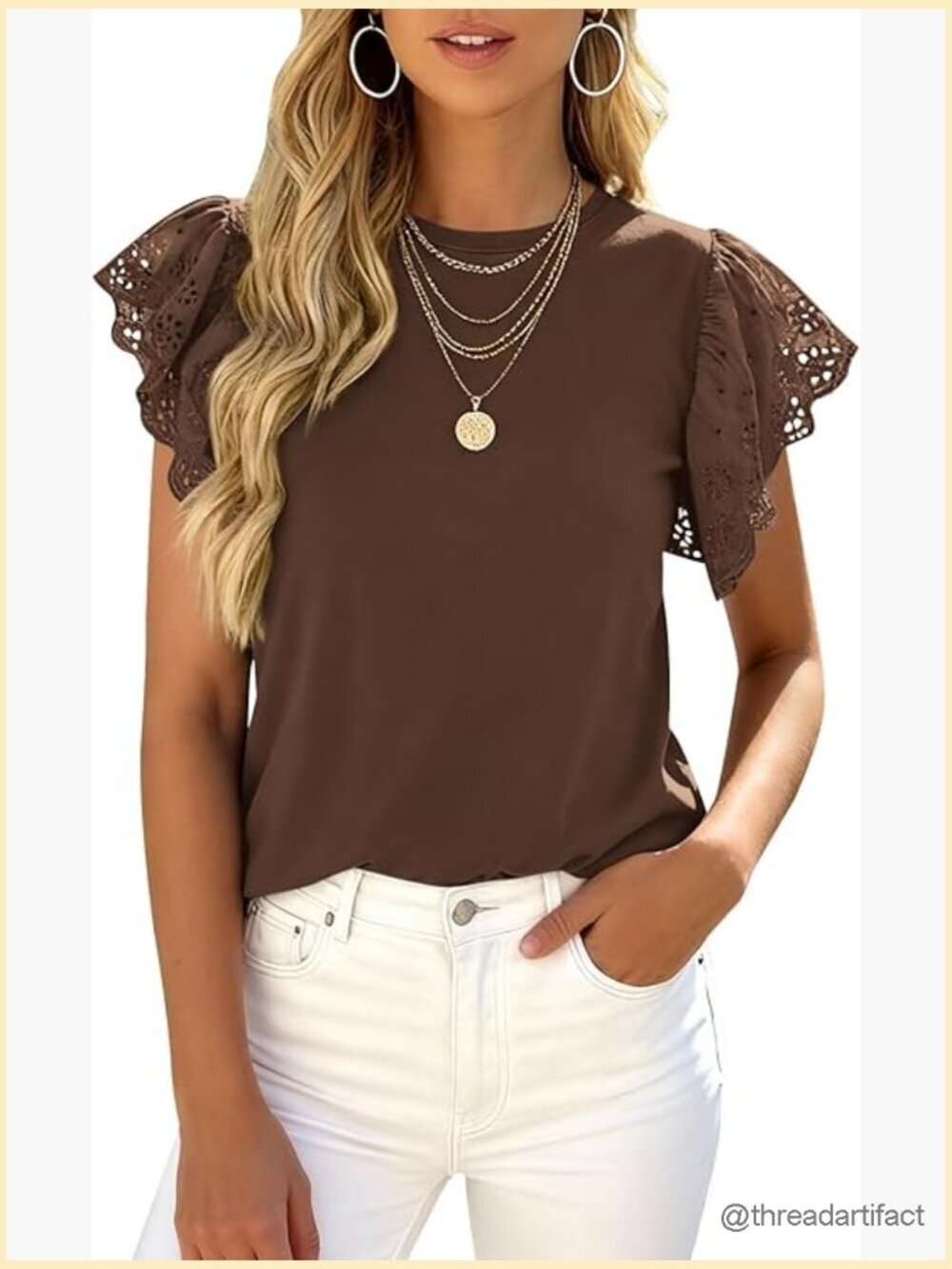 Dressy Casual Hollow Out Short Sleeve T-Shirt Blouse